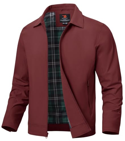 YSENTO Veste bomber légère pour homme - Veste d'été mi-saison - Veste d'aviateur coupe-vent, Bordeaux, M