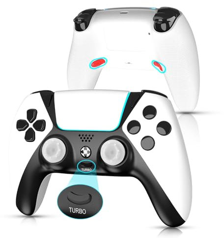 Replacement for Luna Controller,Ymir Wireless Controller for Fire TV with Back Paddles/Turbo/1200 mAh Battery,Mando Made for Amazon Luna/PS4/PC,White