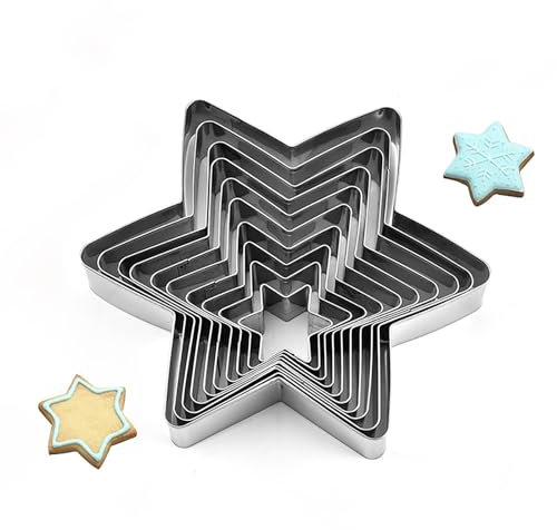 Cookie Cutters,10 PCS Star Cookie Cutters Star Shape Biscuit Cutters Star Pastry Cutters for Baking Star Pastry Cutter for Birthdays,Christmas Biscuit Shapes