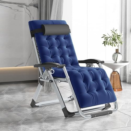 ZIKEBTUY Gartenliege Klappbar Liegestuhl Verstellbar Zero Gravity Chair Campingstuhl 200kg Belastbar mit Polster Seitentasche Nackenkissen Klappliege Relaxsessel für Outdoor Balkon Camping
