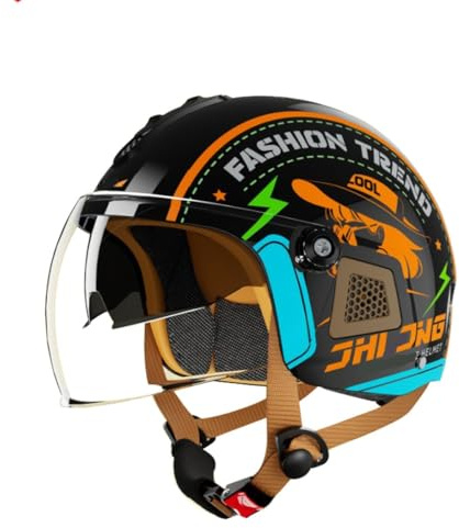 Adult 3/4 Half Motorcycle Helmet ABS Shell with Cool Picture Half Helmet Classic Design Open Face Helmet for Men Women DOT Approved Cruiser Scooter Chopper ATV Moped v(B)