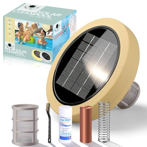 Bsteciar Ionizzatore Solare per Piscine a Raso E Interrate, Pulitore di Piscina Galleggiante in Rame (Marrone)