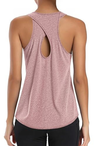 Gyabnw T-Shirt Sportiva da Donna Maglietta Sportiva Donna Smanicata con Schiena Cava Traspirante Top Fitness Yoga Corsa Danza