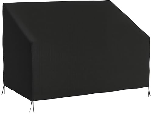 Outsunny Housse de canapé exterieur étanche, housse de banc de jardin 600D tissu oxford, bache de canapé extérieur pour balcon, terrasse, 140 x 84 x 56/94 cm, noir
