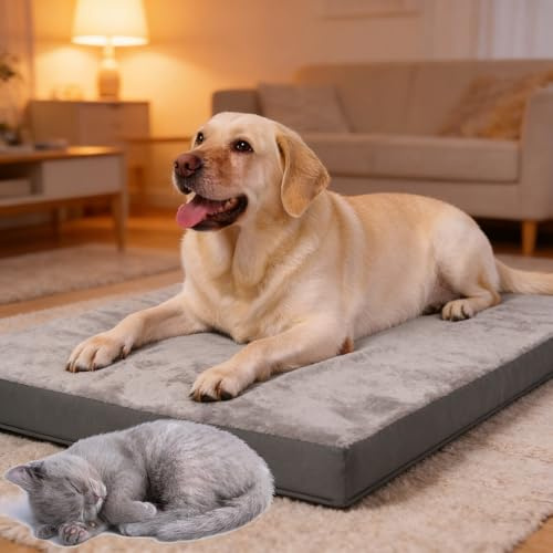 Generico Cuccia Cane Interno -Cuscino Cane Design Reversibile Letto Per Cani Taglia Grande Ortopedica, Lavabile Materassino Per Cani Divanetto Gatto Dog Bed Morbida Anti-Ansia(Grey 1,104x68x8cm)