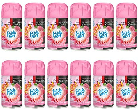Fresh & More Lufterfrischer Nachfüller (12er Pack) 250ml, Himbeere-Rosa-Blumen&Bonbon