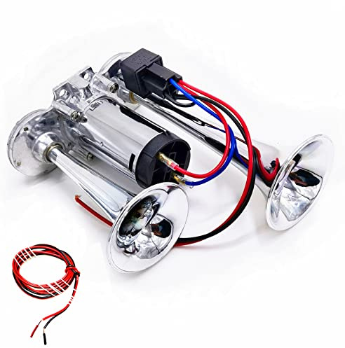 YIYIDA Bocina eléctrica para automóvil Bocina de aire Bocina para automóvil 12V Bocina para camión 165db Trompetas Tono alto y bajo Plata Doble tubo Car Horn para 12V camión barco motocicleta etc