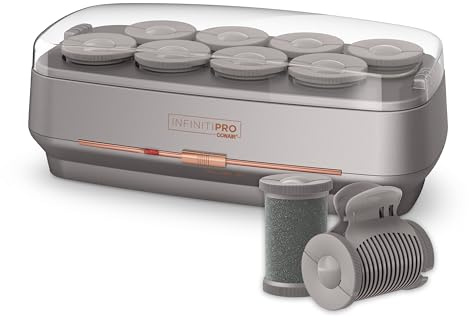 INFINITIPRO BY CONAIR Ceramic Flocked Hot Rollers for Long, Medium, and All Hair - Hair Curler - Hair Roller Clips Included - 2 inch Rollers