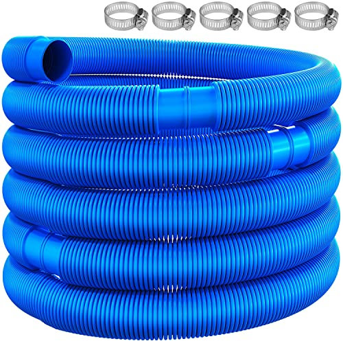 KESSER® Poolschlauch 6m / Ø 32mm | Schwimmbadschlauch mit Muffen | Solarschlauch für Pool | Saugschlauch | Pumpenschlauch | Flexibler Wasserschlauch inkl. Schlauchschellen & -verbindung | Blau