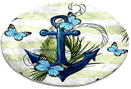 Eslifey 70 cm Luxus Shaggy Soft Area Teppich Nautischer Anker Floral Schmetterling Streifen Indoor Flauschige rutschfeste Teppiche Moderne Wohnkultur für Schlafzimmer, Kinderzimmer, Wohnzimmer Grau