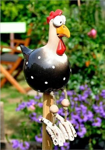 errcom Poule Décoration Jardin, Statues de Poulet Jardin Décoration, Poulet en Résine Drôle Décoration de Jardin en Forme de Poule Figurine Animaux Sculptures pour Jardin, Cour, Patio