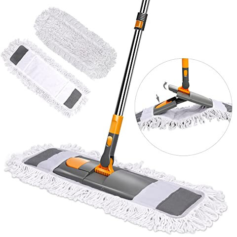 Midyb Wischmopp 55cm - Groß Flacher Bodenwischer Profi mit 125cm Teleskopstiel, Industrieller Mop mit 2 Mikrofaser Wischpads, Faltbar Wischer Boden für Hartholz, Fliesen, Marmor