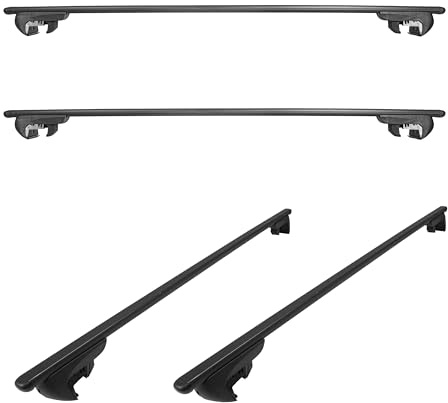 Barres de Toit Polaire Inspiration pour Rails Intégrés (Court) – Acier – Fixation sur Rails intégrés – 135,0 cm – Jusqu’à 75 kg – Barres de Toit prémontées