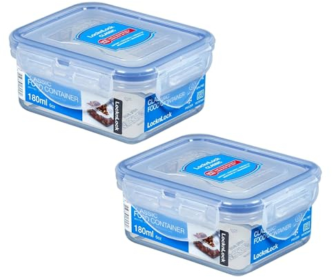 LocknLock 2er Set HPL805 Vorratsdosen - Frischhaltedosen 180 ml - Maße (LxBxH): 108 x 88 x 48 mm - Geeignete Dosen zum Einfrieren und Mikrowelle - Lock and Lock Dosen Food Box Meal-Prep-Boxen