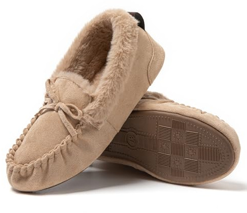 JOMIX Mocasines Mujer Invierno con Peluche Zapatillas Casa Mujer Invierno Calientes con Lazos Zapatos Planos Mujer