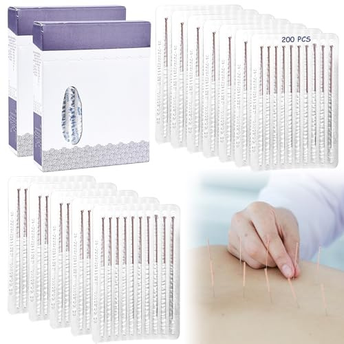 Lot de 2 x 100 aiguilles d'acupuncture stériles jetables pour thérapie par l'aiguille d'acupuncture, aiguilles de massage chinoises pour soulager la douleur, aiguilles de stérilisation de massage pour