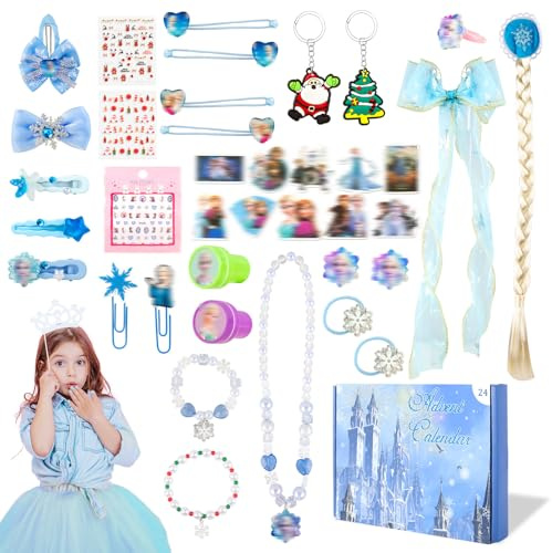 Advent Calendar 2025 Girl, Princess Christmas Toys Jewelry Countdown for Kids, 24 Days Advent Calendar with Necklace Earring Hair Accessories, Xmas Surprise Gift for Girls Kids