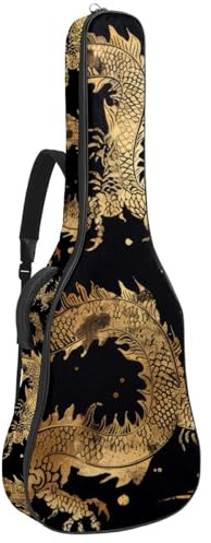 Eslifey Housse pour guitare acoustique - Motif dragon doré chinois - Bandoulière réglable - 101,6 cm - 101,6 cm - 106,7 cm, multicolore, 42.9x16.9x4.7 in, Organiseur de sac