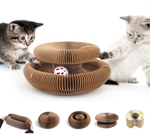 Kitty Curlz Cat Scratching Board, Magic Organ Cat Toy, Made of Recyclable Corrugated Cardboard, Scratch-Resistant and Abrasion-Resistant, Foldable for Indoor