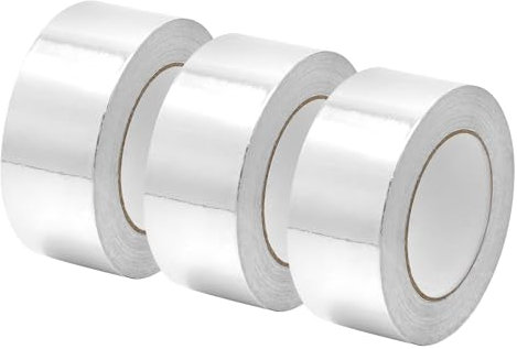 QWORK® 3 Rouleaux Ruban Adhésif Aluminium 50mm x 50m - Résistant aux hautes températures, Résistant aux UV et à l'eau