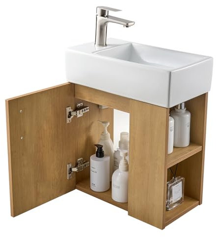 Schwänlein® 40 cm Waschtisch-Set mit Waschtischunterschrank und Chromarmatur Einen Spiegel präsentieren