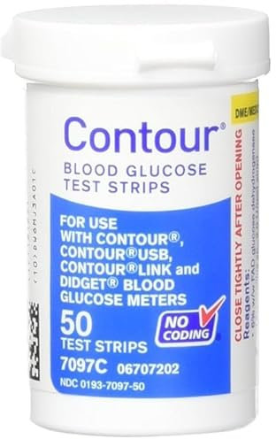 Generic Blood Glucose Test Strips, 50 Count, Compatible with Contour, Contour USB, Contour Link and Didget Meters