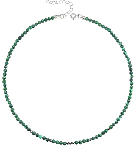 UNIQUE GEMS Äkta ädelstenshalsband Choker 38cm kort chakra pärlor dummy Ø 4 mm kvalitet pärlkedja av juvelerare, Court, Ädelsten, Onyx svart