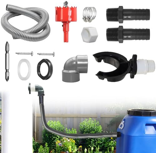 Regenwassersammler Fallrohr, Afenau 70-110mm Regensammler Speedy mit 1m Schlauch, Fallrohr Regensammler für Dächer bis 80 m², Regentonnen Anschluss Fallrohr, Fallrohr Anschluss für Regentonne Wasserta