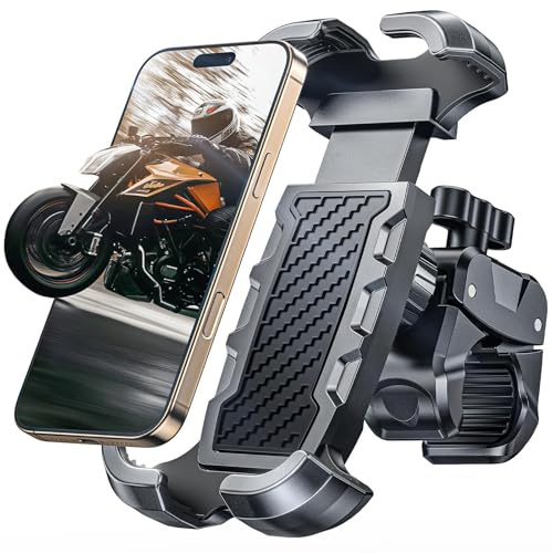 Viccux 2026 Upgrade Motorcycle Phone Mount [Heavy-Duty Clamp & 360° Rotation], Super Stable Bike Phone Holder for iPhone 17/16/15/14 & 4.7-6.8 Phone, Phone Holder for Bike/Bicycle/Motorbike/Scooter
