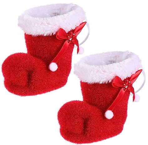 Cabilock 2piezas Zapatos De Navideños Bolsa De Obsequio Para Dulces Obsequio De Navidad Caja Color Rojo