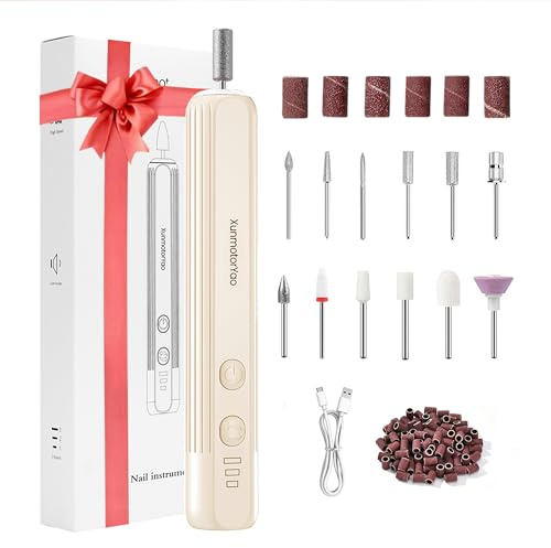 XunmotorYao Fresa per Unghie Professionale Manicure Portatile Manicure e Pedicure Elettrico e Pedicure Set Lima Unghie Elettrica Trapano Chiodo per Casa e Salone con Set,Cachi