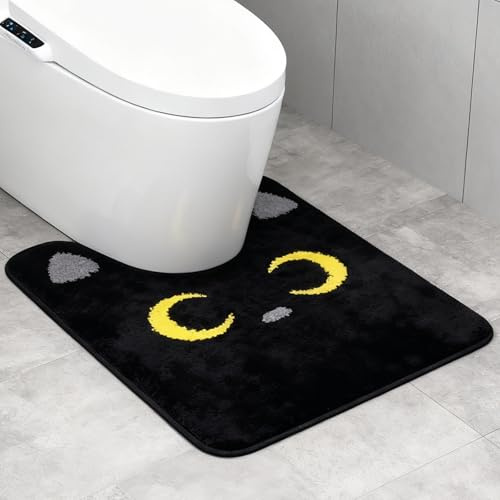 RQcMid WC Vorleger Mit Ausschnitt, Bad Vorleger Toiletten Teppich, WC Matte 40x50 cm, Flauschiger Toilettenvorleger Mit Ausschnitt, Weicher WC Teppich Ohne Ausschnitt