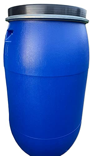 AGROHIT Weithalsfass 120 l, Fass mit Deckel & Bequemen Griffen, Lebensmittelechtes Deckelfass mit Metallring, für Transport & Aufbewahrung von Lebensmitteln oder Lagerung von Eingelegtem Gemüse