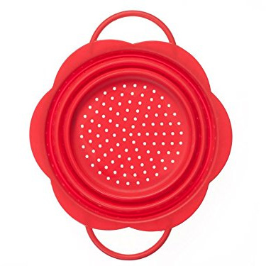 Kochblume Faltsieb L | Premium-Silikon | Hitzebeständig | Spülmaschinenfest | Platzsparend | Farbe: rot