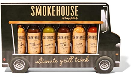 Smokehouse by Thoughtfully – Gourmet Ultimate Grillset für Männer Geschenk – Lustige Food Truck Verpackung mit BBQ Rubs, Saucen & Grillzubehör Grill Geschenke für Männer & Vater Geburtstag