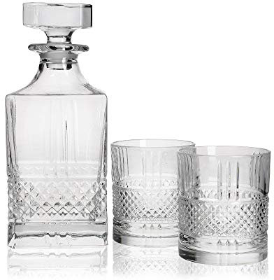 Maxwell & Williams - Carafe à Whisky avec 2 Verres en Cristal, Collection Verona, Modèle JQ0007, 750 ml et 270 ml - Transparent