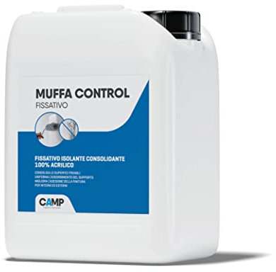 CAMP Fijador Antimoho - Fijador Antimoho para Interior y Exterior, Sellador Consolidante 100% Acrílico, Mejora la Adherencia del Acabado, Ideal para Cemento Hormigón Yeso y Escayola, 5l