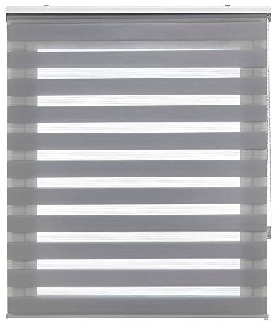 Estoralis - Shae - Estor Enrollable Doble Tejido, Noche y día, Gris, 145 x 175 cm