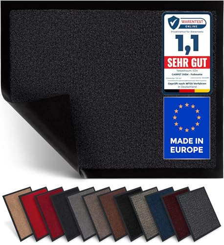 Jan Max Tapis Anti-salissures - 8 Couleurs - paillasson avec 2900g/m2 PP Twisted Heatset Fibre - 2,4l/m2 Absorption d'humidité - Tapis de Course Propre 40 x 60 cm Anthracite