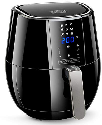 BLACK+DECKER BXAF3500E - Digitale Heißluftfritteuse, 1500W, 3l, Ohne Öl, Frittieren, braten, backen und erhitzen, Digitales Touchscreen, Antihaftbeschichtung, Schwarz