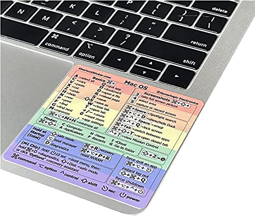 SYNERLOGIC (2 pcs) Mac OS Keyboard Shortcut Vinyl Sticker, No-Residue Adhesive, Compatible with 13-16 MacBook Air/Pro/iMac/Mini (Rainbow, Pack of 2)
