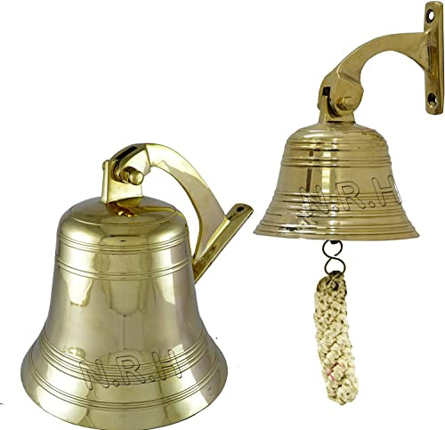 Campana ornamentale decorativa in ottone lucido per la nave | Campana decorativa della nave pirata | Decorazione per la casa dell'oceano marittimo
