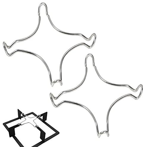 Zasvec Gasherd Aufsatz 2 Stück Gaskocher Aufsatz Edelstahl Gas Kreuz Topfträger Gasherdaufsatz Gasherdkreuz Topfträger Universal für Küchen Gasherde Silber 15cm