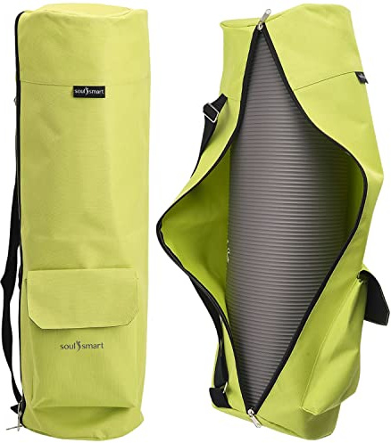 TJC Portable Yoga Mat Bag with Adjustable Shoulder Strap and Storage Pockets Yoga Mat Carry Luggage Pliates Gym Exercise Mat Bag Durable Lightweight Washable Travel Size 70x20x1 Cm