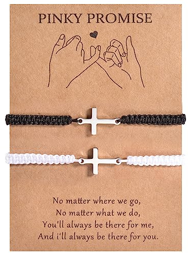 MANVEN Bracelet couple Croix Bracelet assorti tricoté à la main Cadeaux Copain Petite Amie Lui et Elle Femmes Hommes Filles Garçons Familles Cadeaux d'anniversaire