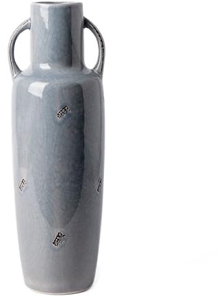 VICTOR & TERESA Vaso alto per fiori, vintage blu da pavimento per erba della pampa, grandi vasi decorativi per camino, soggiorno, centrotavola, decorazione per la casa, regali di San Valentino per lei