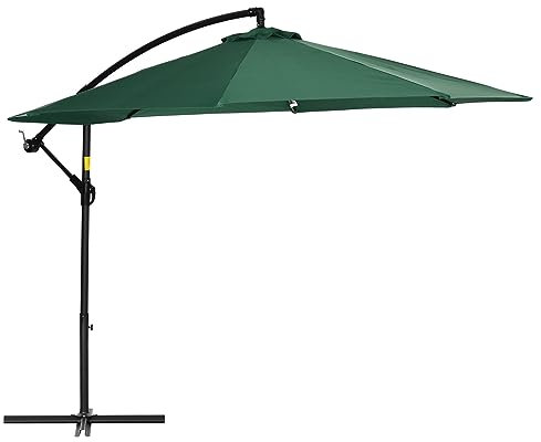 Outsunny Parasol déporté hexagonal parasol de jardin Ø 2,9 x 2,4H m inclinable rotation 360° Anti-UV 8 entretoises acier vert