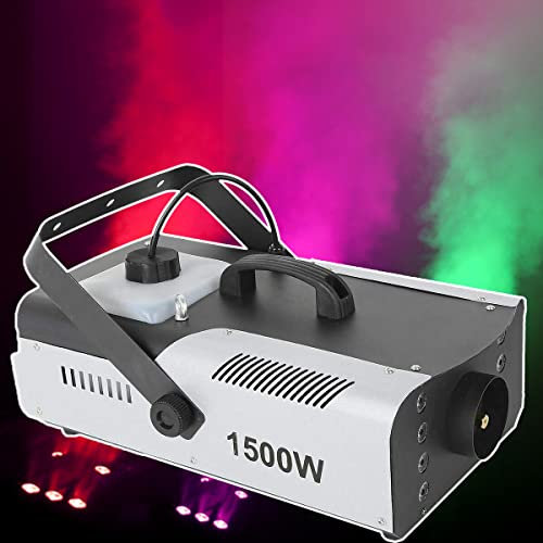 PRUJOY Nebulizador de Efecto de Escenario de máquina de Niebla 3 en 1, máquina de Humo LED de Escenario DMX 1500w, Control por Cable y Control Remoto, para salón de Baile DJ, Ktv