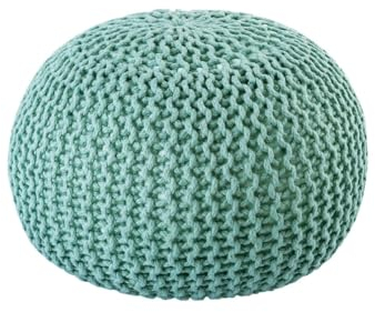 Amago home Pouf Outdoor ø 55 o. 45cm Bodenkissen Sitzpouf Hocker wetterfest pflegeleicht & nachhaltig Größe ø 45 cm, Farbe Mint - Ocean Wave