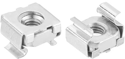 sourcing map M5 x 0.8mm Cage Nut, 50Pcs Snap-in Cage Nuts, Carbon Steel Zinc Plated Metric Nut for Server Rack Cabinet, Silver